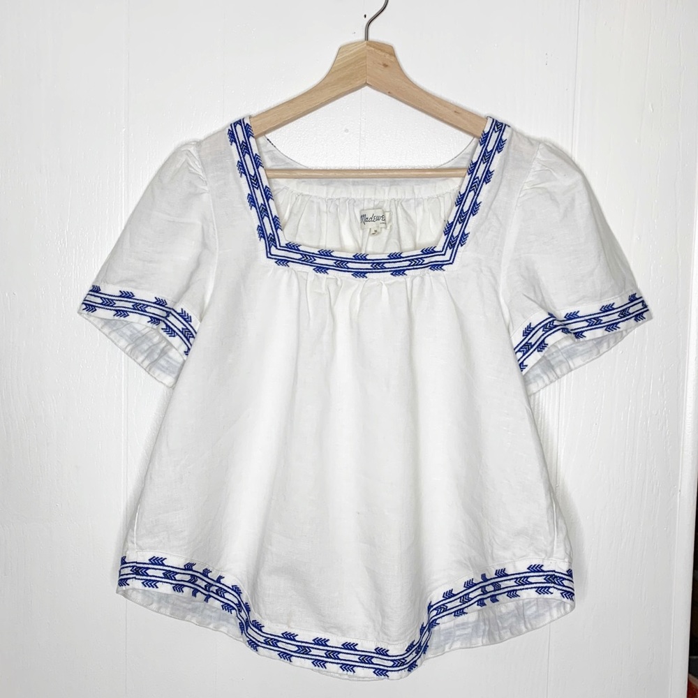 Madewell Embroidered Chevron Babydoll Top